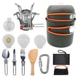 Camping Vandreture Backpacking Picnic Køkkengrej Mess Kit Orange og orange