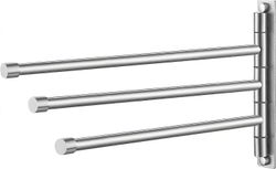 Augro Kylpyhuoneen pyyheteline 3 varren kääntyvä säilytysjärjestäjä seinälle asennettavalle SUS304 ruostumattomasta teräksestä harjatulle viimeiste...