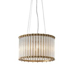 Merano Lighting Merano Napoli 6 let loft vedhæng Matt Guld Finish &Klar ribbet glas