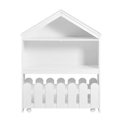 House Shape Design 2-hyllyinen lasten kirjahylly leluhylly siirrettävällä säilytysarkulla, SoBuy KMB52-W Valkoinen 91x30x114cm