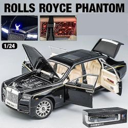1/24 Rolls Royce Phantom Toy Car Model Painevalettu metalli Luxury Miniatyyri Pull Back Sound &; Light Door Openable Collection Gift Kid G Rolls Ro...
