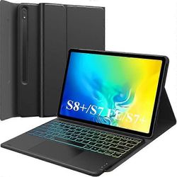 Samsung S7 Fe -näppäimistö Samsung Tab S7 Fe-S7 Plus-S8 Plus 124: lle kosketuslevyn taustavalolla DIY 7 väriä 2 CJ310