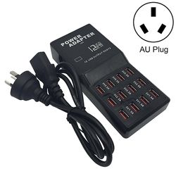 JVY W-858 12A 12-porte USB Hurtig opladning Dock Smart Charger AC100-240V, AU Plug (Sort)