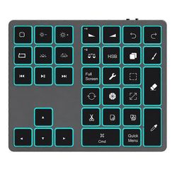 Bluetooth-näppäimistö taustavalaistulla Procreate-numeronäppäimistöllä ladattavat näppäimistön piirtämisen pikanäppäimet graafisille tableteille-A