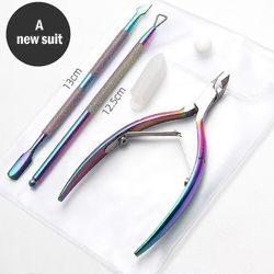 3 stil Rainbow rustfrit stål Filer Uv Gel polsk Manicure Care Groove Clean Tool|klipper Pushers