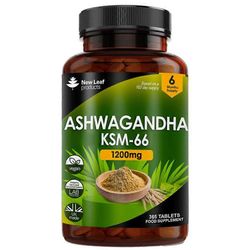 New Leaf Products Uudet lehtituotteet Ashwagandha KSM-66 1200mg 365 tablettia