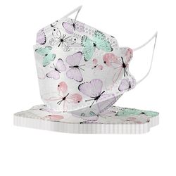 50stk Engangs voksne Blomsterprint Fiskemaske Ansigtsmaske 4 lag Sølv