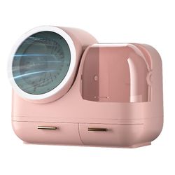 Led Light Mirror Makeup Box, Farve: Pink Led + Fan Mod Multicolour