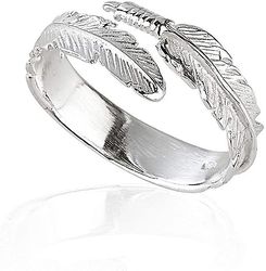 Grasiøs Angel Wing Feather Ring: Laget i solid 925 sterling sølv. Justerbar i størrelse L-R og presentert i en gaveeske