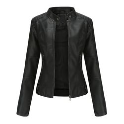 Cloudstyle Women's Slim Fit Motorcykel Style Pu Læderjakke Sort