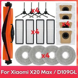 Xiaomi Robot Vacuum X20 Max / D109GL Osat Tarvikkeet Pääharja Sivuharja Hepa Filter Mop Clo As Shown