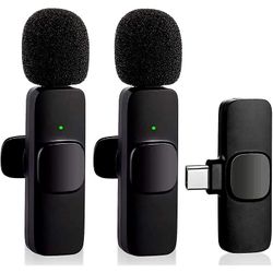 Trådløs Lavalier-mikrofon for telefon (USB-C), trådløs dobbel mikrofon for videoopptak, live stream, vlog, YouTube, TikTok, Facebook, Zoom - Noi