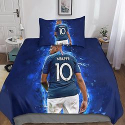 Mbappe-pussilakana Monivärinen ylellinen päiväsaikaan 3D-tulostettu vuodevaatteet Mikrokuituinen jalkapallo Superstars Pehmeä pussilakana vetoketju...