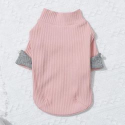 HSEXCEL Forår og efterår kontrast farve sweater kæledyr tøj kat tøj Pink Xxl