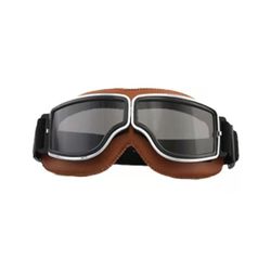 Zhuopai Retro Kart beskyttelsesbriller maske motorcykel ridning vindtæt støvtæt beskyttelsesbriller hylster kart uv beskyttelse Brun læder lucency ...