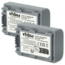 vhbw 2x akku yhteensopiva Sony DCR-HC85, DCR-HC65E, DCR-HC94, DCR-HC85E, DCR-HC7, DCR-HC7E, DCR-HC65 videokameran kanssa (500 mAh, 7,2 V, Li-ion) h...