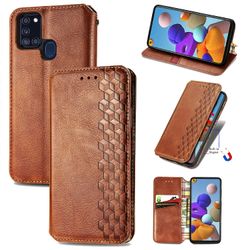 Kompatibel med Samsung Galaxy A21s Flip Case Etui Vintage Wallet Flip Cover med magnetisk lukning Coque - Blå brun
