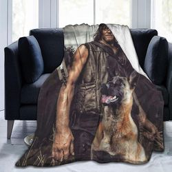 AA-Norman Reedus teppe Daryl Dixon Ultra-myk flanellteppe 3D-utskrift Fluffy plysj teppe sengetøy dekor kaste teppe for stue soverom sovesal 50x40i...