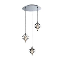 Inspired Lighting Amano Loft Cluster Vedhæng Runde 3 Lys poleret Krom, Crystal