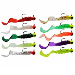 Unbrand 4pcs 3.5g Jig Krog med 6cm Soft Tail Lure Bait Madgnat Silica Fiskegrej Grub Agn til fiskeri aborre Tackle Farve 1