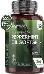WeightWorld Piparminttuöljykapselit 200mg - 365 pehmeää kapselia (1 vuosi) - helposti sulava, nopeavaikutteinen