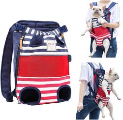 Linkrunning Belly Bag Dog Travel Carrier Taske Belly Dog Rygsæk til små hunde Maksimum 12KGRed og blå striber