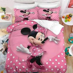 Conly i294 Lakanat 1 Mikki Hiiri vuodevaatteet Vuodevaatteet Lapsille, Minni Sänkysetti Tytöt Vaaleanpunainen pussilakana Tyynyliinat Puuvilla/Renf...