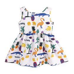Liltop Toddler Baby Girls ærmeløs Bow Vest Tank Kjole Floral en linje kjoler Krokodille print 12-18 M