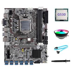 B75 eth gruvedrift hovedkort 12 pcie til usb Lga1155 hovedkort med G530 cpu + rgb kjølevifte + termisk