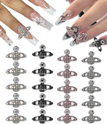 Nail Art Tillbehör 40-pack Akryl Naglar 3d Naglar Strass Pärla Silver Diamant Nail Art Smycken Nail Art Dekoration (rosa, Silver, Svart, Galaxy)