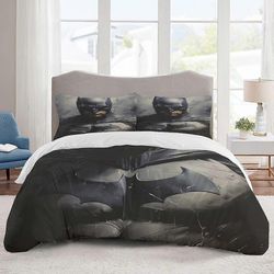 v917 Lakanat Vuodevaatteet Batman-vuodevaatteet Sarjakuvapussilakana Kevyt 3-osainen vetosarja lapsille, pojille, tytöille (1 pussilakana ja 2 tyyn...