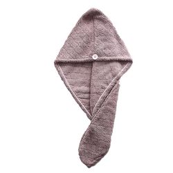 Yunshu Mikrofiber Hårtørring Håndklæder Hætte, Tør Wrap Cap Med Knap brun