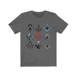 Bricks Masons Firkantet og kompas symboler frimurerisk t-shirt Asfalt 3xl