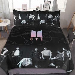 Vuodevaatteet HF415 Kpop BTS vuodevaatteet 3 kpl, sopii faniryhmille, joissa on useita kokoja, kevyt hengittävä ja 1 pussilakana Single135x200cm