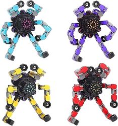 AIR Finger Hånd Spinner Legetøj Spinning Top Focus Legetøj med transformerbar Kæde Mekanisk Spiral Twister (4 pakker) 4 Packs