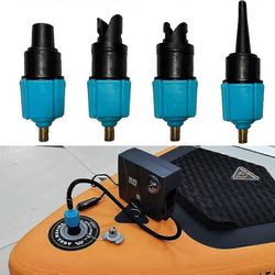 Oppustelig Sup Pumpe adapter kompressor luftventil konverter med 4 luftventil dyser blå