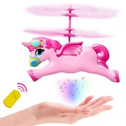 RC helikopteri lentävä yksisarvinen keijulelu lentävä helikopteri drone pallolelut lahjat, käsiohjattu hauska keiju nuket joulu syntymäpäivälahja v...