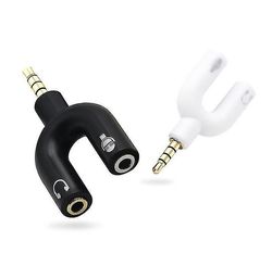 3,5 mm Jack U-form Stereo Audio Mic & Hörlursdelaradaptrar för bärbar telefon