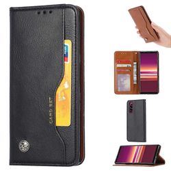 Sony Xperia 5 Knead Skin Texture vaakasuora käännettävä nahkakotelo, jossa valokuvakehys &; pidike &; korttipaikat ja lompakko