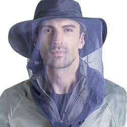 Treingi Mosquito Midge Head Net Lue Mesh Face Protection Cover Insekt Bee, kvinner Menn, utendørs Jungle Fishing Excellent Mørk blå