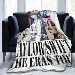 Taylor Swift Singer Blanket Flanell Kast tepper Gaver til musikkelskere Merchandise for soverommet så Svart 40x30inche