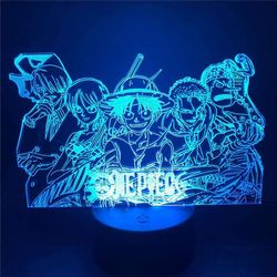 Wekity SHXX 3D yövalot illuusiolamput yksiosainen yövalo Luffy Sanji Zoro Nami 3D LED illuusio pöytävalaisin optinen toiminta kuvio lamppu sängyn v...