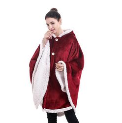 Handuo Poncho Tæppe Wrap, Varm, Wearable Throw Cape penisring
