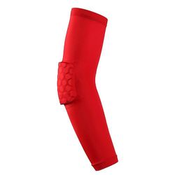 Elastisk Gym Sport Basketball Arm Sleeve Skyting Crashproof Honeycomb Albue Støtte Pads Albue Protector Guard (2 stk, Rød Og Hvit)