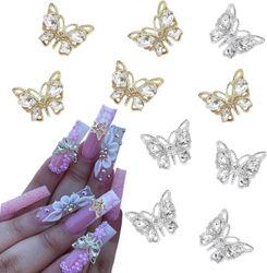 20-pack Glänsande Zircon Butterfly Nagelsmycken Lämplig för naglar Strass Legering Nail Art Smycken Diamant Guld Silver Spik Smycken Butterfly Smycken