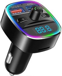 Staxd Nulaxy Bluetooth FM -lähetin autoon, QC3.0 &; 7 väriä LED-taustavalaistu autoradio Bluetooth-sovitin musiikkisoitin handsfree-autosarja SD-ko...