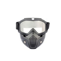 Handuo Motorcykel hjelm ridning goggle glas med aftagelig ansigtsmaske Gennemsigtig