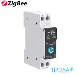 Tuya Zigbee Smart afbryder med måling 1p 63a Din skinne til Smart Home trådløs fjernbetjeningskontakt fra Smart Life App 25A med måling