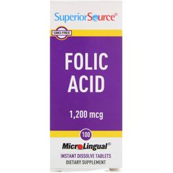 Superior Source Overlegen kilde, folinsyre, 1.200 mcg, 100 tabletter