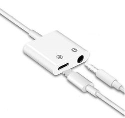 Coosilo 2 I 1 Aux hovedtelefon audio splitter jack oplader adapter til iphone